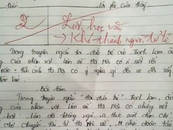 Bài văn bị chấm 2 điểm khiến cõi mạng bức xúc khi giáo viên nhận xét học sinh 'khó thành người tử tế'