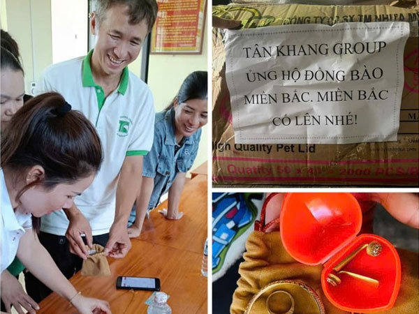 Trao trả bọc vàng cho khổ chủ quên trong thùng đồ từ thiện vùng lũ