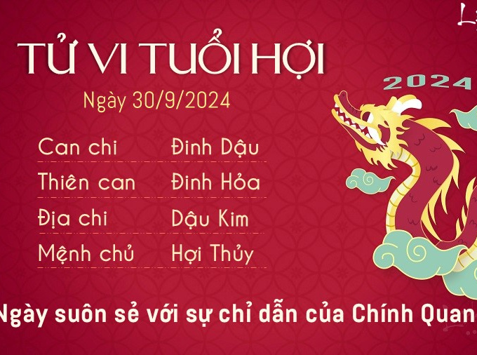 Tử vi thứ 2 ngày 30/9/2024 của 12 con giáp: Sửu hạnh phúc, Dậu có lộc