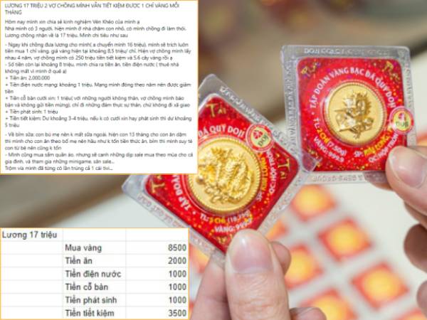 Vợ chồng lương 17 triệu có con 1 tuổi: Mỗi tháng mua 1 chỉ vàng, vẫn tiết kiệm được thêm 3-4 triệu, tiền ăn cả tháng hết đúng 2 triệu!