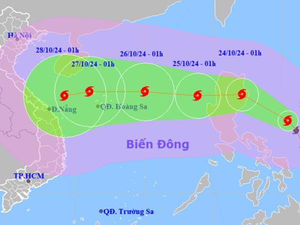 Bão Trami đang di chuyển rất nhanh, hướng vào Trung Bộ, sẽ gây mưa rất to