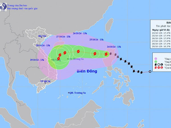 Bão Trà Mi sắp di chuyển vào Biển Đông, giật cấp 11