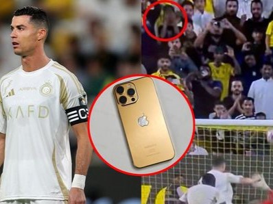 Ronaldo đền iPhone mạ vàng cho fan nhí bị sút bay điện thoại