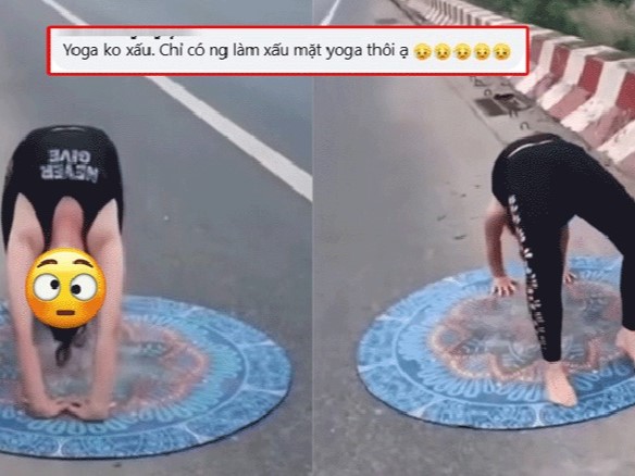 Người phụ nữ thản nhiên uốn éo tập yoga trên đại lộ nườm nượp xe cộ khiến dân tình thót tim, ngán ngẩm