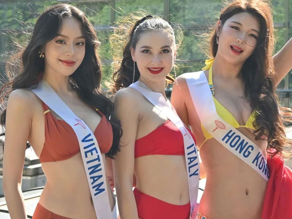 Thanh Thủy và dàn thí sinh Hoa hậu Quốc tế diện áo tắm