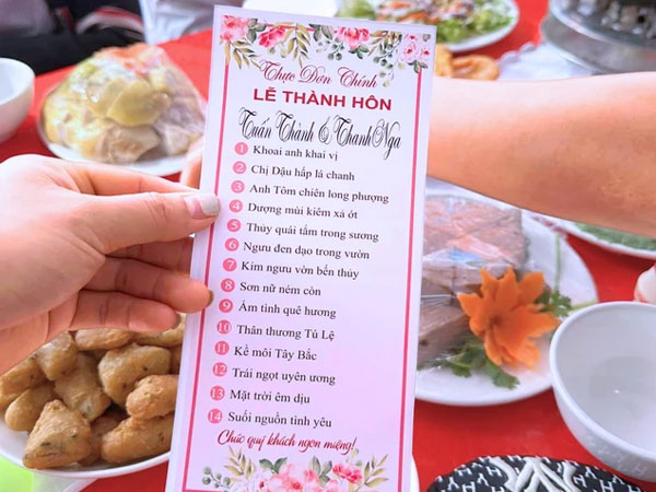 Thực đơn tiệc cưới ở Yên Bái đãi món 'Sơn nữ ném còn' và loạt tên gây sốt, biết người đặt tên càng bất ngờ
