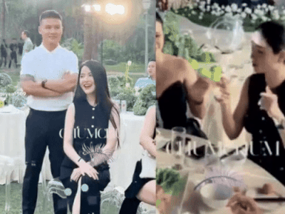 Quang Hải hoá vệ sĩ cho 'quý cô' Chu Thanh Huyền tại đám cưới bạn thân, phản ứng ra sao khi vợ nhậu tưng bừng?
