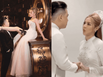 Bộ ảnh cưới 'không giống ai' của 'trứng rán' Trần Thanh Tâm và CEO: Nhiều tấm cô dâu bỗng hoá người khổng lồ