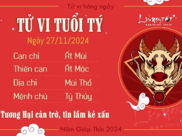 Tử vi 12 con giáp hôm nay - thứ 4 ngày 27/11/2024: Dần bất hòa, Thìn được thưởng nóng