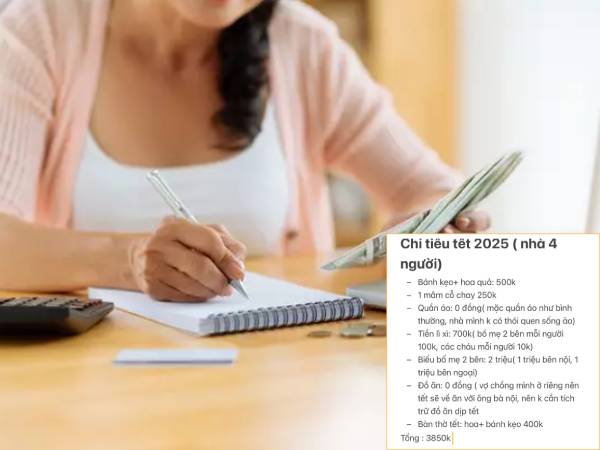 'Mắt chữ O, miệng chữ A' với kế hoạch tiêu Tết 2025 của một gia đình 4 người