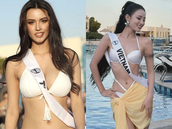 Ảnh thi bikini của Bùi Khánh Linh và thí sinh Hoa hậu Liên lục địa