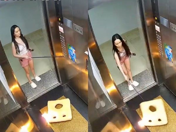 Xôn xao cô gái ném vật cháy vào thang máy chung cư, có hành động khó tin khiến công an phải quấn chăn đưa về trụ sở