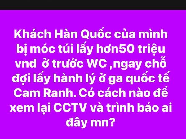 Thực hư khách Hàn Quốc bị 'móc túi' 50 triệu đồng ở sân bay Cam Ranh