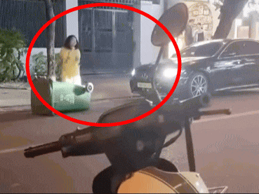 Phường đã tìm được thông tin người phụ nữ đi Mercedes đá thùng rác ra đường