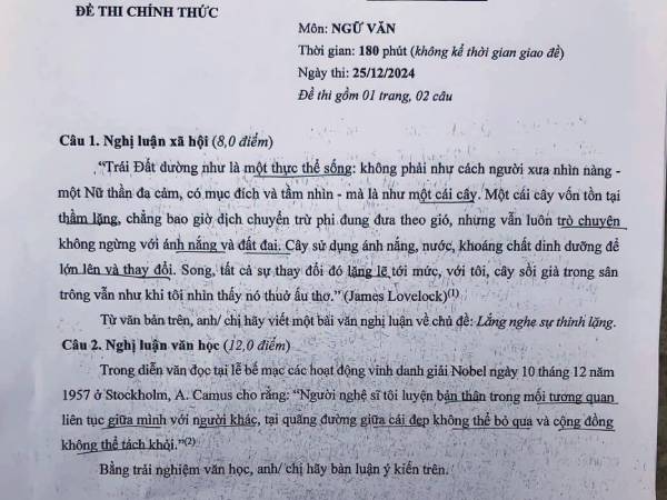 Đề thi học sinh giỏi quốc gia môn Ngữ văn gây tranh cãi vì 'khó hiểu, đánh đố'