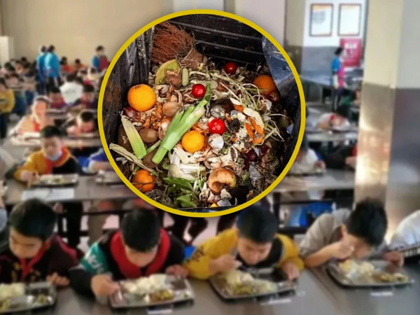 Trường học gây phẫn nộ vì cho trẻ ăn đồ thừa từ xô thức ăn cho chó