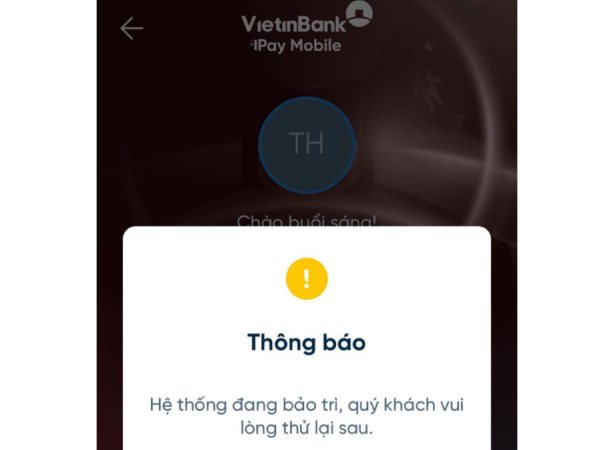 App giao dịch ngân hàng VietinBank gặp sự cố