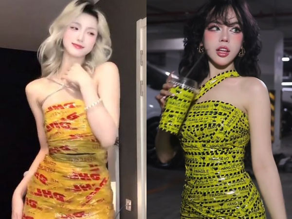 Không thể rời mắt với trend 'váy băng keo' loạt gái xinh hưởng ứng