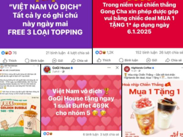 Việt Nam vô địch AFF Cup 2024, hàng quán 'chơi lớn' tặng lẩu Thái, mua 1 tặng 1