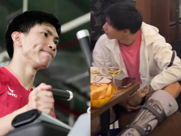 Chuyện gì đã xảy ra khiến Đoàn Văn Hậu xuất hiện với cái chân nẹp kín giữa buổi tiệc tất niên?
