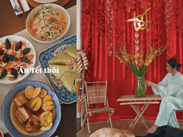 Tăng Thanh Hà trang hoàng biệt thự với hoa lay ơn vàng, mâm cơm ngày Tết nhà hào môn cũng toàn đồ truyền thống