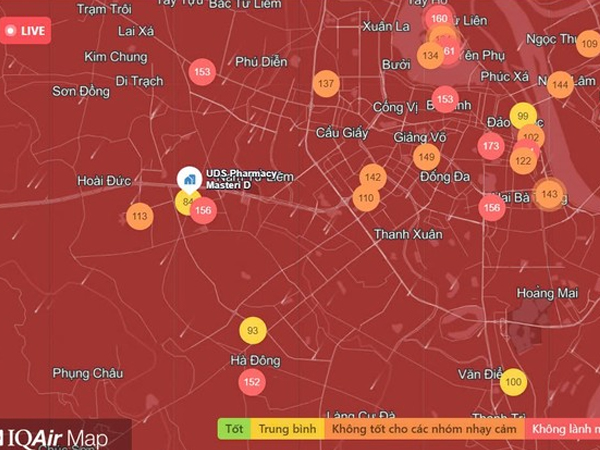 Chất lượng không khí Hà Nội ngày 05/02: Nhiều khu vực mức xấu