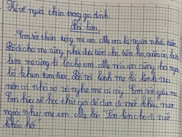 Viết đoạn văn 5 dòng, học sinh tiểu học tiết lộ luôn chuyện 'thầm kín' của bố mẹ: Phen này có người no đòn!