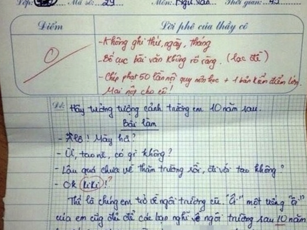 Học sinh tiểu học viết văn tả trường em 10 năm sau bị chấm 0 điểm, còn phải nộp bản kiểm: Đọc đoạn kết mà ai cũng 'ngã ngửa'