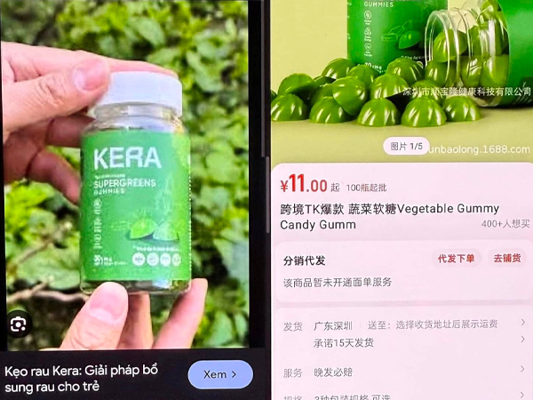 Kẹo rau củ Kera bất ngờ xuất hiện trên nền tảng bán hàng Trung Quốc, doanh nghiệp nói gì?