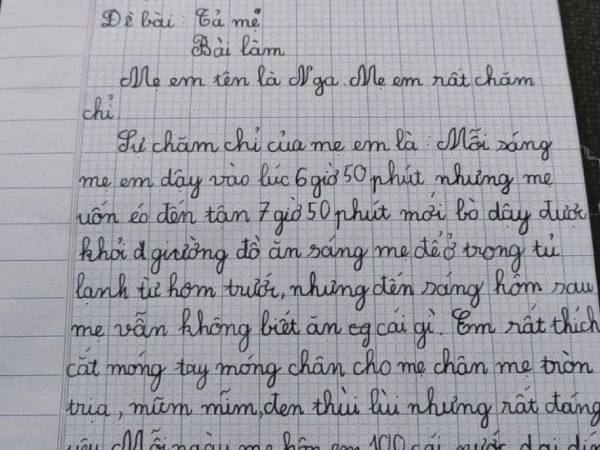 Học sinh tiểu học tả mẹ 'uốn éo trên giường' khiến cư dân mạng ngượng chín mặt: Đọc đến đoạn kết thì ai cũng ngã ngửa