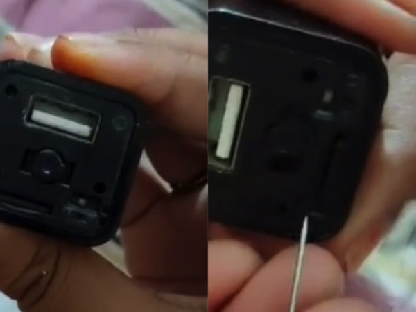 Người phụ nữ phát hiện camera ẩn giấu trong bộ sạc điện thoại