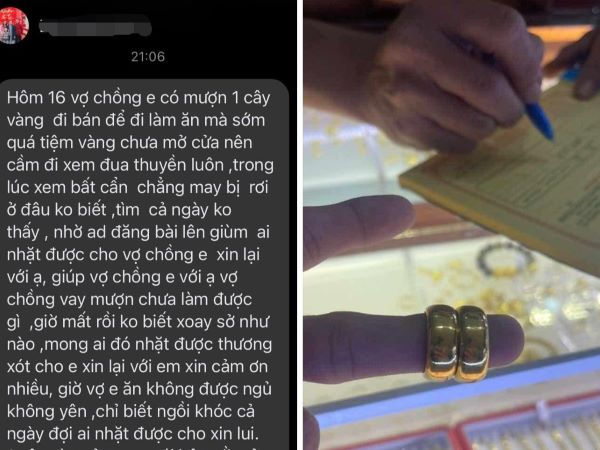 Đánh rơi 1 cây vàng, đôi vợ chồng 'cầu cứu' mạng xã hội: Dòng thông báo bất ngờ