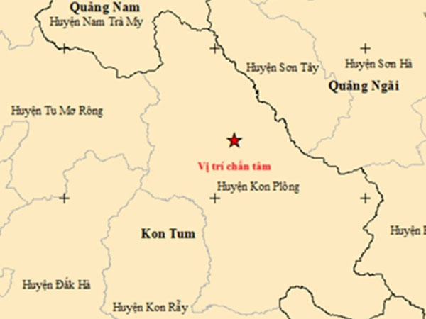 Liên tiếp 3 trận động đất trong buổi sáng tại Kon Tum