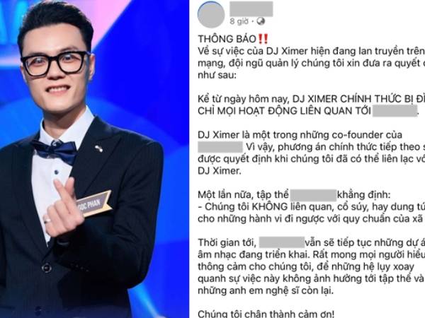 DJ Ximer chính thức bị đình chỉ mọi hoạt động liên quan đến nơi làm việc