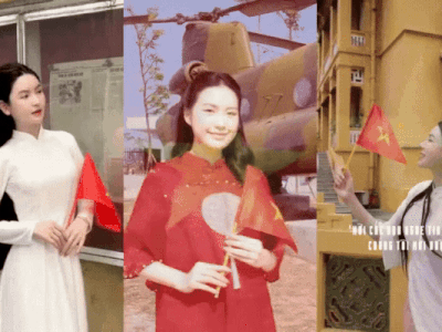 Dàn WAGs xinh đẹp diện áo dài, cầm cờ Việt Nam yêu nước: Doãn Hải My hay Chu Thanh Huyền ấn tượng hơn?