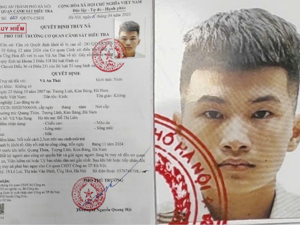 Công an Hà Nội truy nã Vũ An Thái