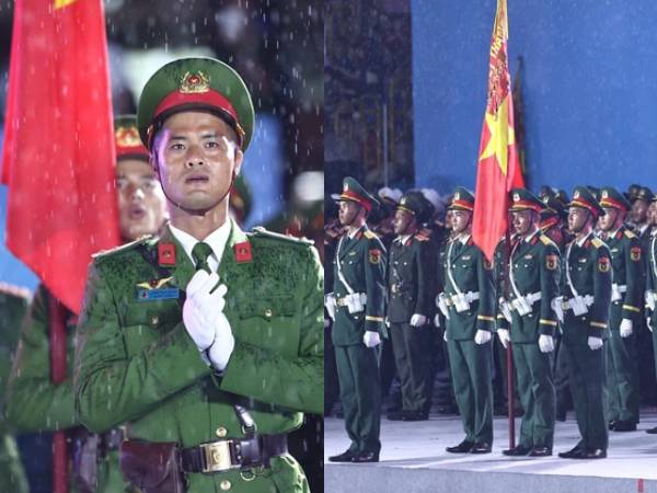 Hiên ngang dưới lá cờ Tổ Quốc: Loạt khoảnh khắc các khối diễu binh sừng sững giữa cơn mưa nặng hạt khiến người dân nức lòng