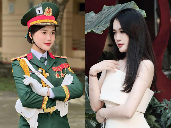 Nhan sắc gây thương nhớ của nữ quân nhân 'khối Hoa hậu' diễu binh 30/4, ảnh đời thường càng bất ngờ