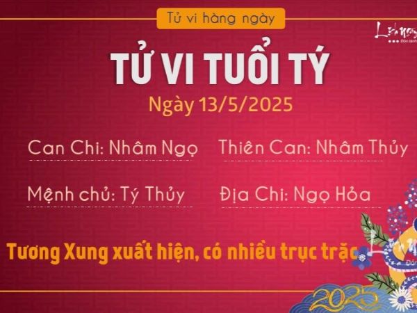 Tử vi 12 con giáp hôm nay - thứ 3 ngày 13/05/2025: Tý trục trặc, Mùi thuận lợi