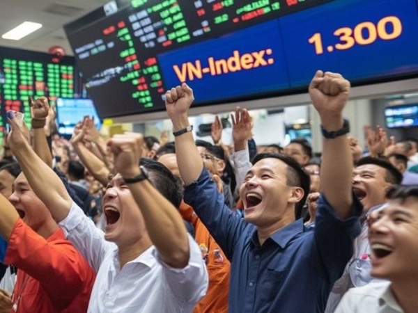 Thị trường chứng khoán 'hưng phấn', VN-Index chạm mốc 1.300 điểm