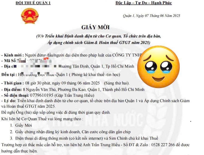 Xuất hiện giấy mời giả mạo cơ quan thuế để lừa đảo