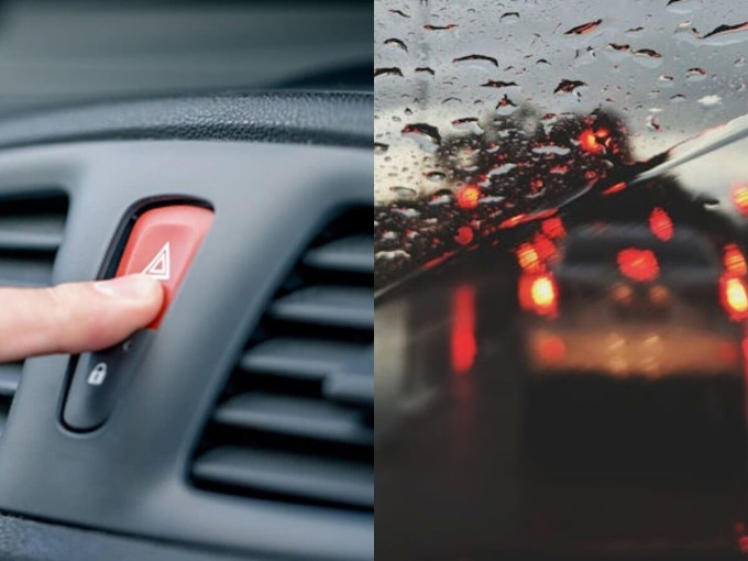 Bật đèn cảnh báo nguy hiểm khi trời mưa: Đa số tài xế Việt đang dùng sai cách?
