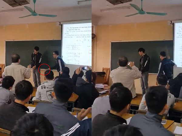 Sinh viên ĐH Xây dựng 'ăn roi' trước lớp, thầy giáo quay lại clip cho nhớ đời!