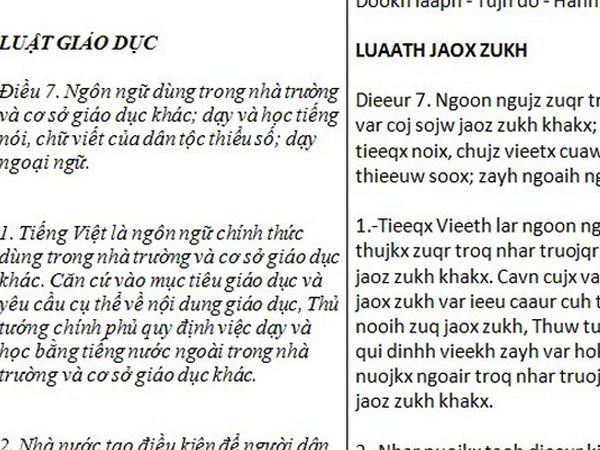 Thêm một đề xuất cải tiến: Tiếng Việt thành 'Tieeqx Vieeth'