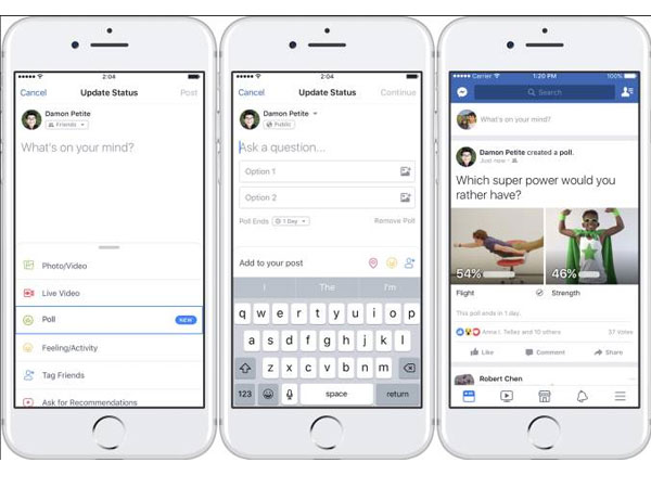 Facebook chính thức cho người dùng sử dụng tính năng tạo poll