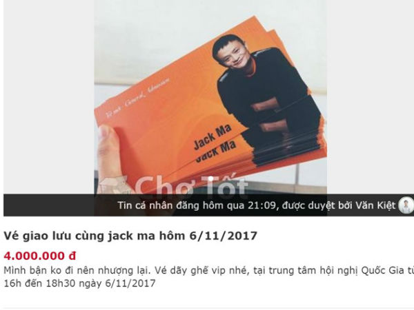Giấy mời nghe Jack Ma nói chuyện ở Việt Nam được rao bán tiền triệu
