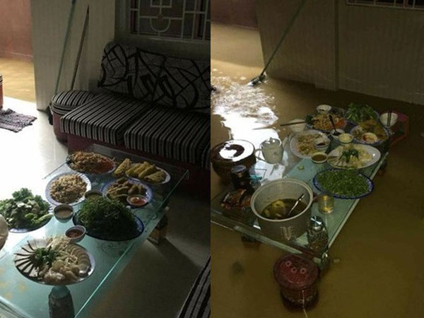 Bi hài ngày mưa lũ: Đang ăn cơm thì nước tràn ngập mâm, một nhà có điện cả làng được nhờ sạc điện thoại