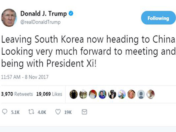 Trump có thể tiếp tục sử dụng Twitter khi thăm Trung Quốc