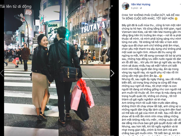 Văn Mai Hương đã chia tay bạn trai sau hơn một năm yêu nhau lặng lẽ