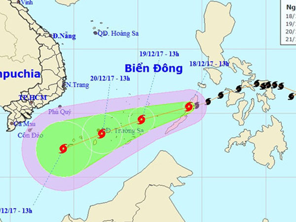 Bão Kai-tak vào Biển Đông, trở thành cơn bão số 15